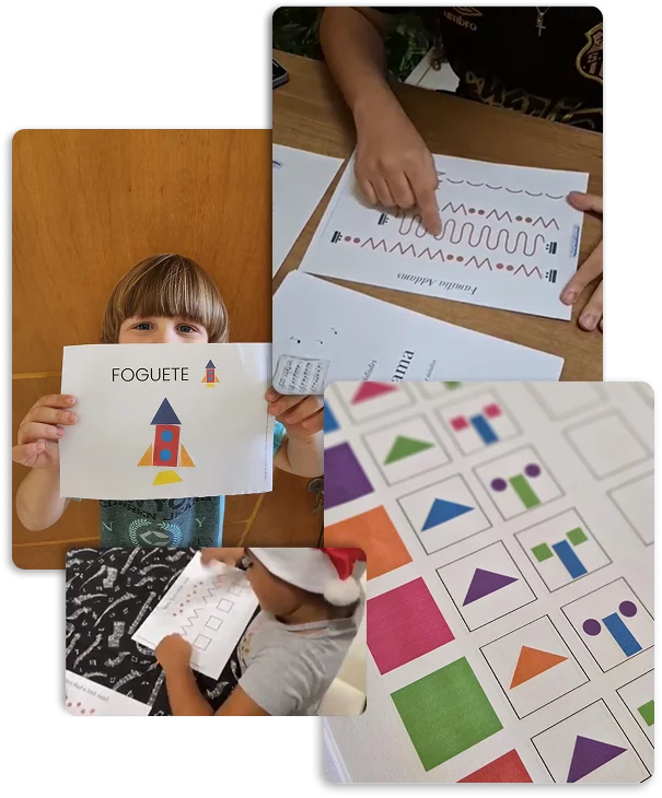 Criança usando o material